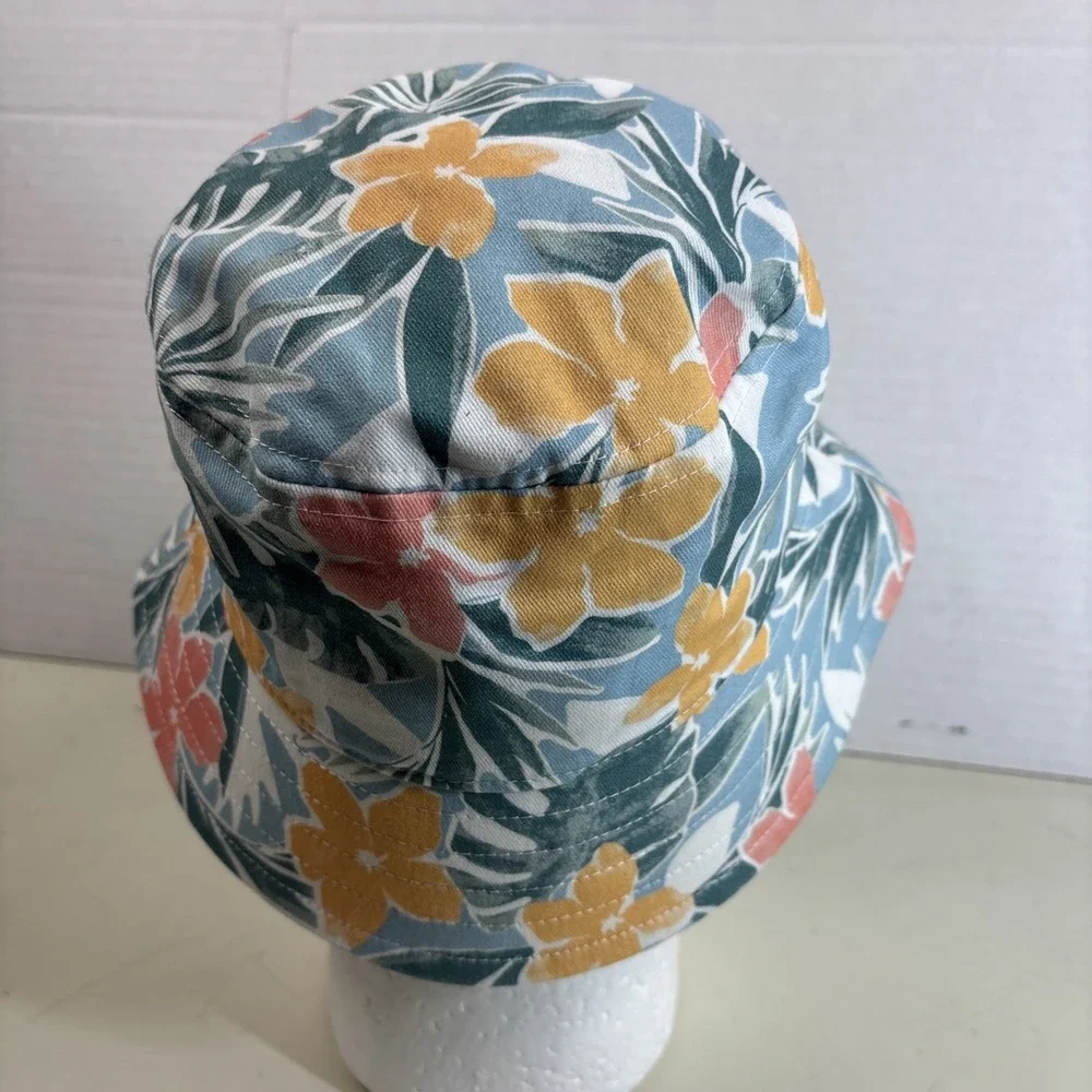 Abercrombie & Fitch Tropical Floral Bucket Hat Blue Green Orange Sun Hat OS